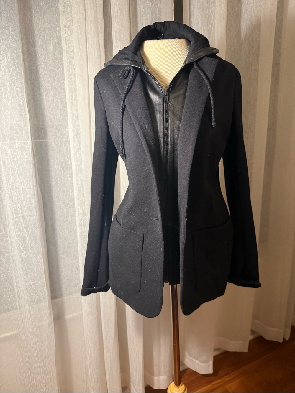 Bailey 44 Black Hooded Blazer with Zip-Up Inner Layer